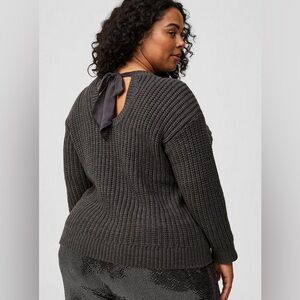 Torrid Cable Knit Tie Back Sweater Dark Grey
